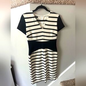 Escada Elegant Black and White Striped Dress